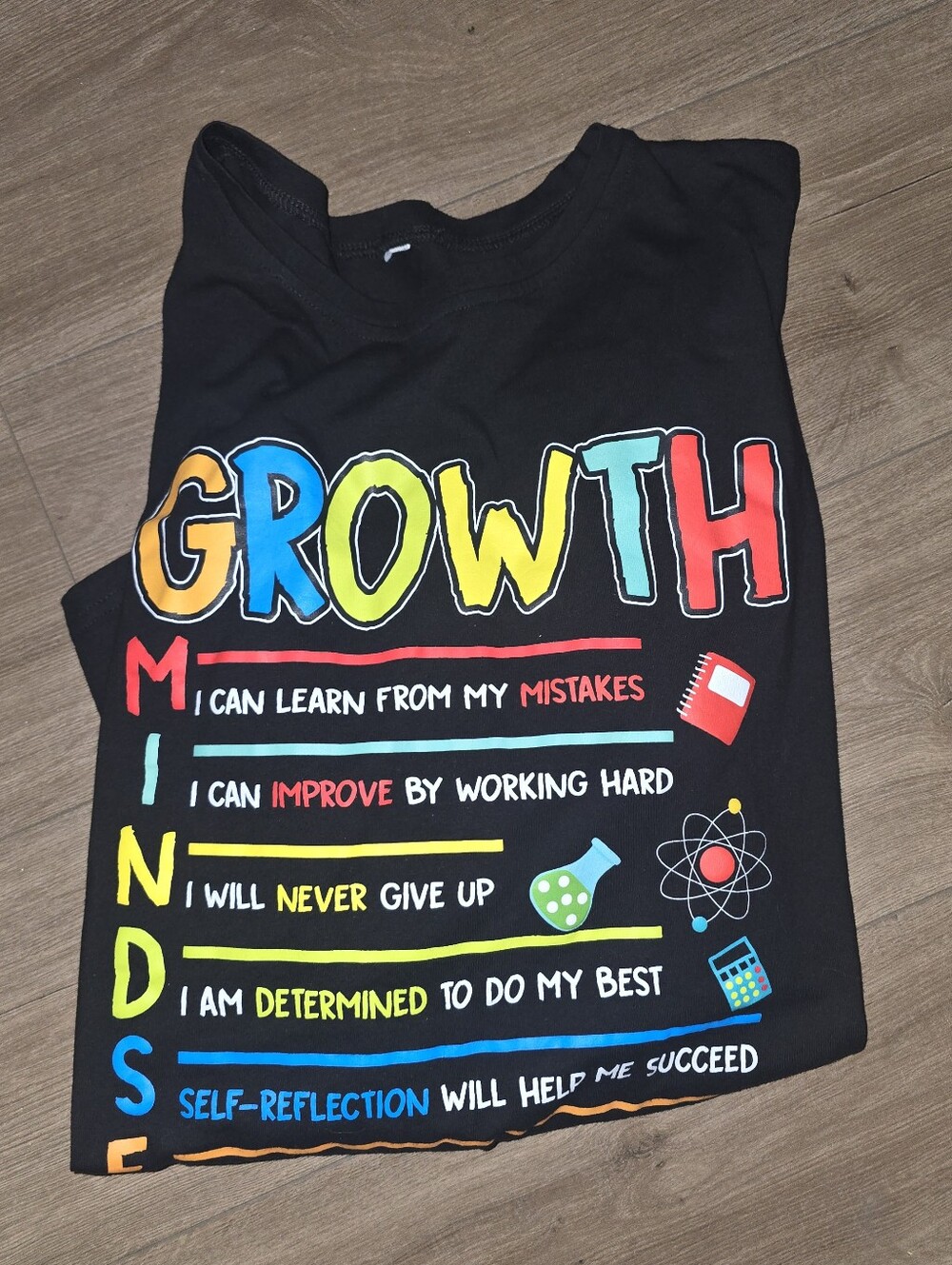 Growth teacher learning womens XL black graphic tshirt